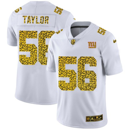Miesten New York Giants NFL Pelipaita Lawrence Taylor 56 Nike Flocked Leopard Print Valkoinen